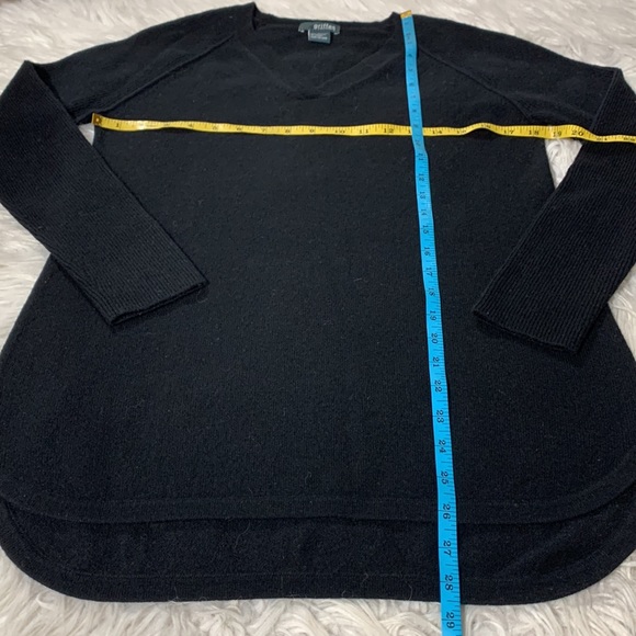 GRIFFEN cashmere sweater Vneck raglan ribbed long sleeves curved hi-lo hemline S - Picture 7 of 8